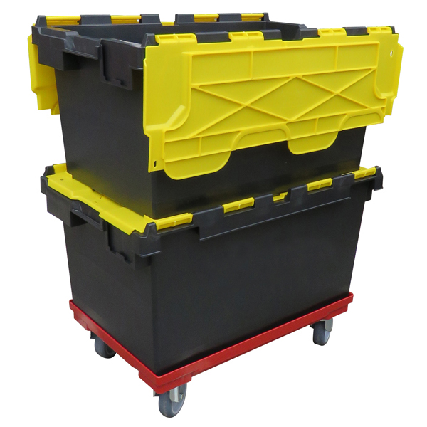 LC3-P/BLACK/COLOUR-LID Recycled 80 Litre Plastic Storage Crates