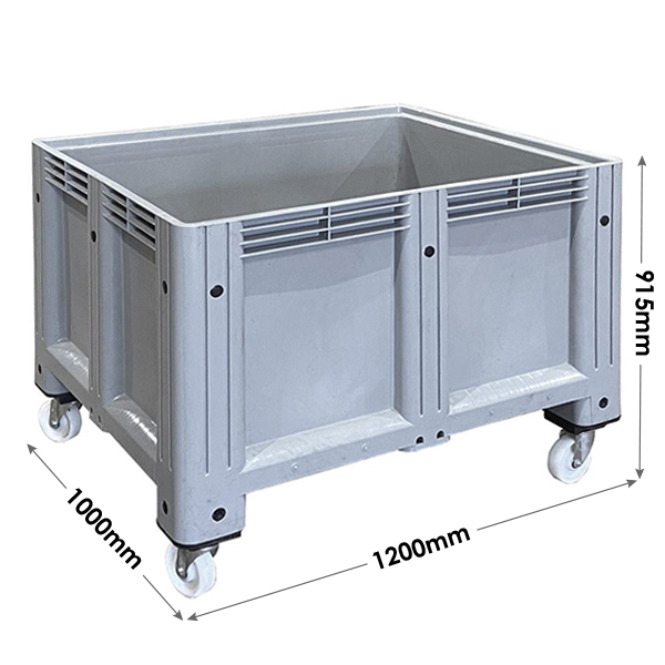 Large Plastic Pallet Box with Wheels (1200 x 1000 x 915mm) – 625 Litre  Capacity