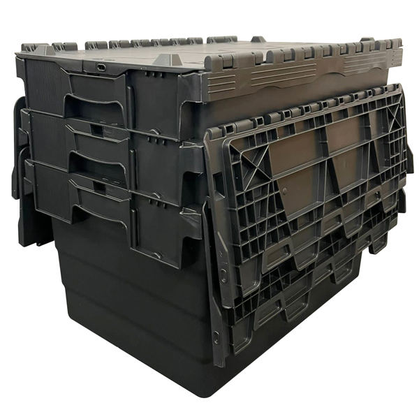 PLAS55LE Black With Coloured Lid Storage Box Crates - 55 litre (600 x 400 x  306mm) Recycled Plastic