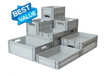 Basicline Euro Stacking Containers with Solid Sides