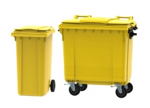 Yellow Wheelie Bins - commonly used for clinical and potentially hazardous waste