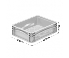 400x300x120mm Euro Tray with Perforated Sides and Base