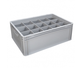 Basicline Euro Container With 15 Hole Glassware Inserts