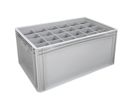 Basicline Euro Container With 24 Hole Glassware Inserts