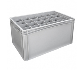 Basicline Euro Container With 24 Hole Glassware Inserts