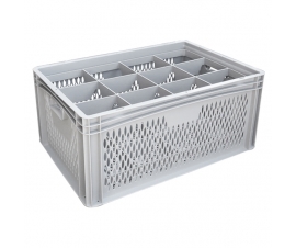 Ventilated Basicline Euro Container With 12 Hole Glassware Inserts