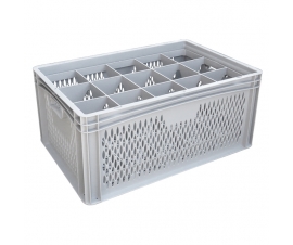 Ventilated Basicline Euro Container With 15 Hole Glassware Inserts