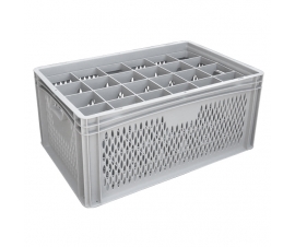 Ventilated Basicline Euro Container With 24 Hole Glassware Inserts