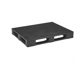 Medium Duty Closed Deck Plastic Pallet in Black Recycled Plastic