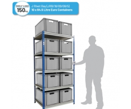 Shelving Bay with 10 x BK-ES64/32 (64.5 Litre) Euro Stacking Containers