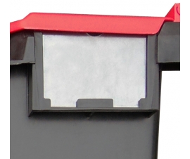 Clear Label Holder On LC3 Plastor Black and Red Crates