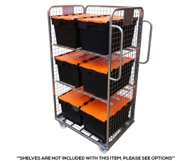 3 Sided Merchandise Trolley - Roll Cages with Tote Boxes