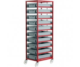 CT410P Mobile Tray Rack With 10 Euro Containers