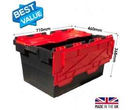 LC3-P Black and Red Large Plastic Storage Box Crates