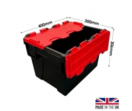 25 Litre Attached Lid Container In Red And Black