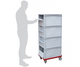 Order Picking Trolley with 4 Euro Containers with Drop Down Doors
