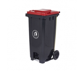 120 Litre Wheeled Bin in Red/Orange