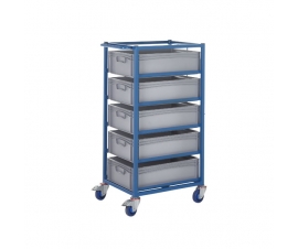 Mobile Tray Rack With 5 Euro Containers