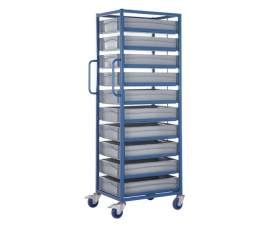 Mobile Tray Rack With 10 Euro Containers