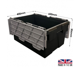 Black and Grey Hinged Lid Storage Crates