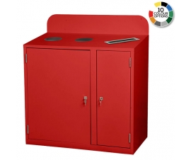 3 Bay Recycling Bin In Red