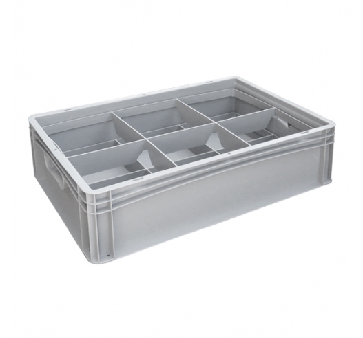 Basicline Euro Container With 6 Hole Glassware Inserts