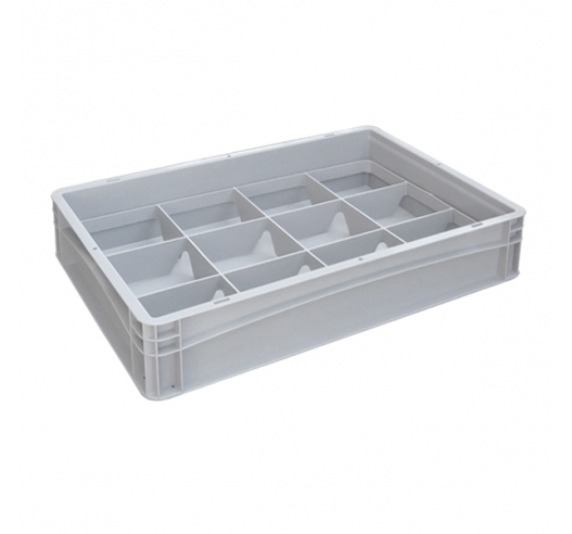 Basicline Euro Container With 12 Hole Glassware Inserts