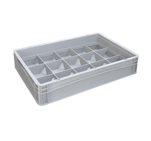 Basicline Euro Container With 15 Hole Glassware Inserts