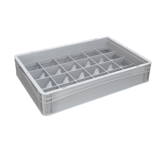 Basicline Euro Container With 24 Hole Glassware Inserts