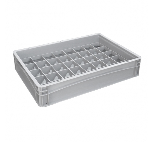 Basicline Euro Container With 40 Hole Glassware Inserts