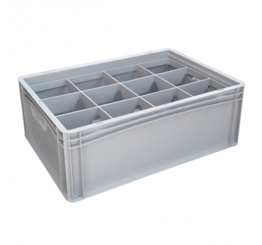 Basicline Euro Container With 12 Hole Glassware Inserts