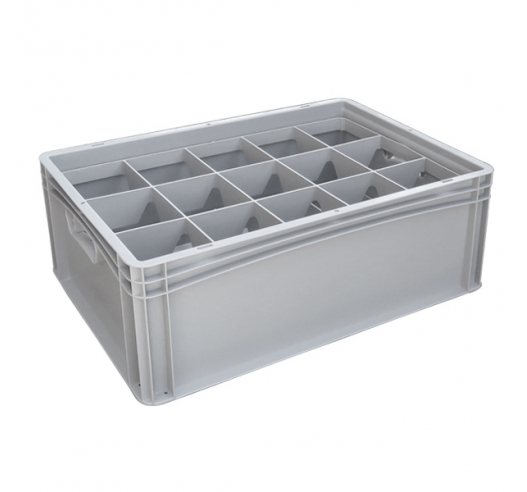 Basicline Euro Container With 15 Hole Glassware Inserts