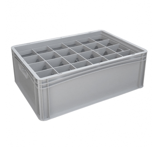 Basicline Euro Container With 24 Hole Glassware Inserts