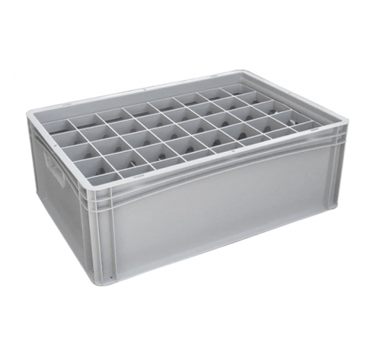 Basicline Euro Container With 40 Hole Glassware Inserts