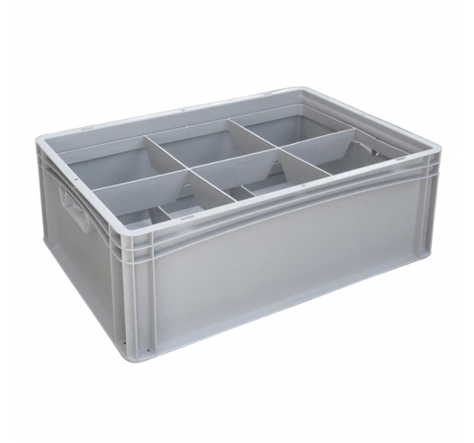 Basicline Euro Container With 6 Hole Glassware Inserts