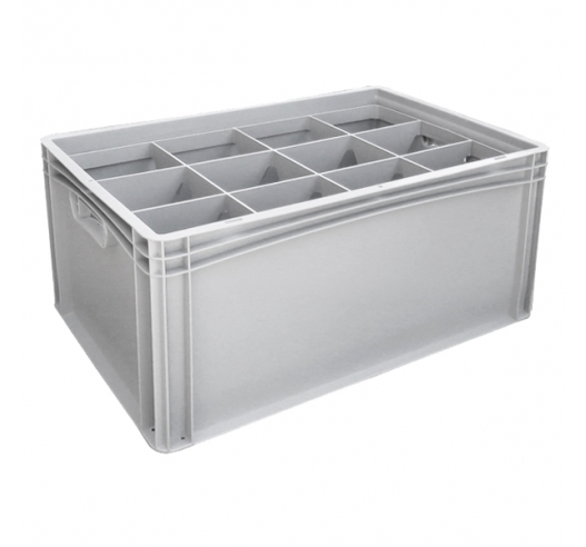 Basicline Euro Container With 12 Hole Glassware Inserts