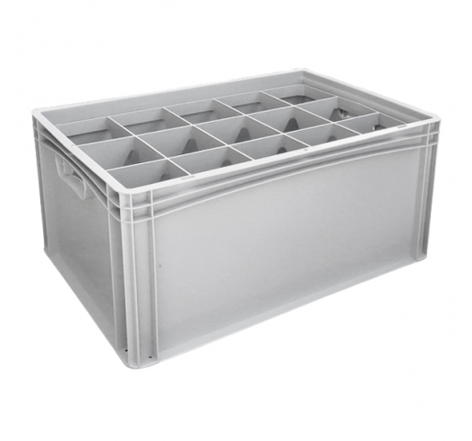 Basicline Euro Container With 15 Hole Glassware Inserts