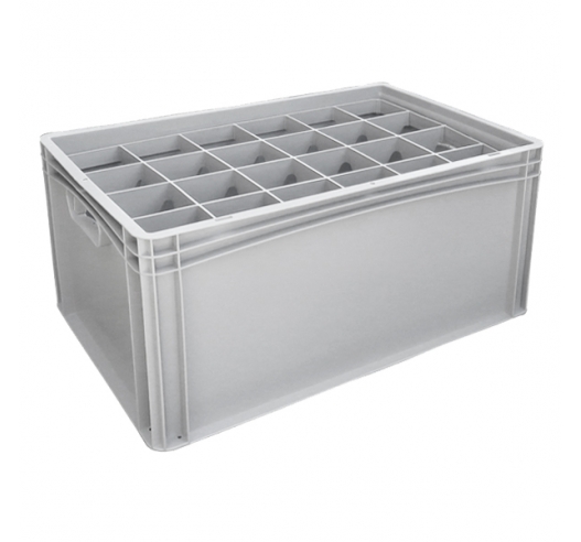 Basicline Euro Container With 24 Hole Glassware Inserts