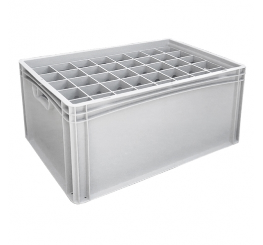 Basicline Euro Container With 40 Hole Glassware Inserts