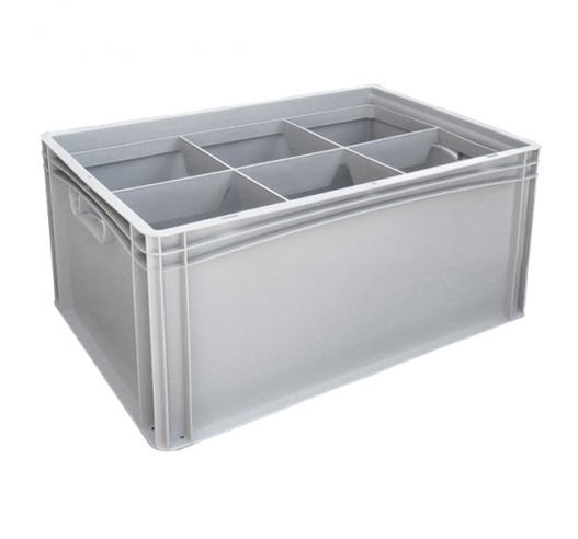 Basicline Euro Container With 6 Hole Glassware Inserts