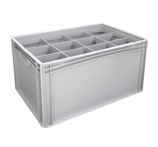 Basicline Euro Container With 12 Hole Glassware Inserts