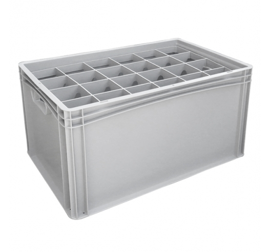 Basicline Euro Container With 24 Hole Glassware Inserts