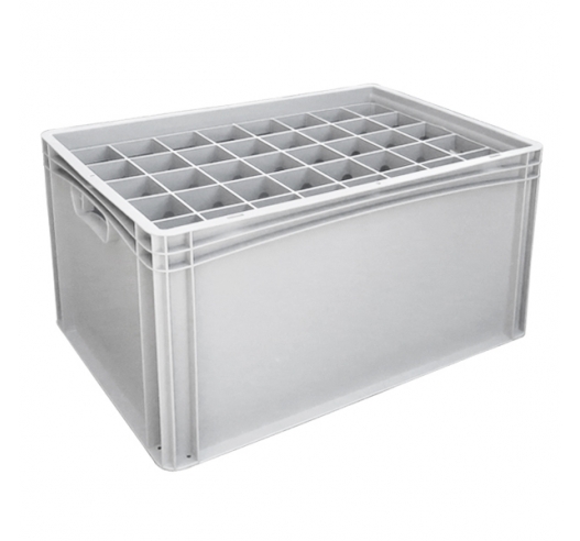 Basicline Euro Container With 40 Hole Glassware Inserts