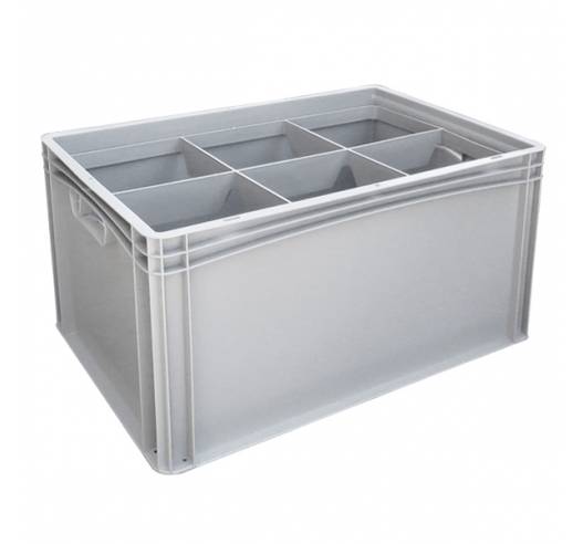 Basicline Euro Container With 6 Hole Glassware Inserts