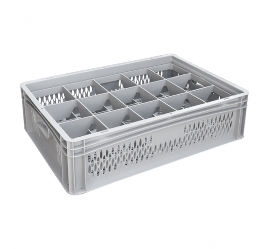 Ventilated Basicline Euro Container With 15 Hole Glassware Inserts