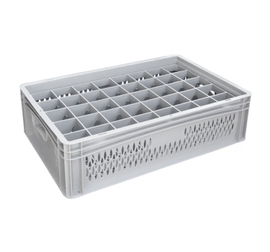 Ventilated Basicline Euro Container With 40 Hole Glassware Inserts