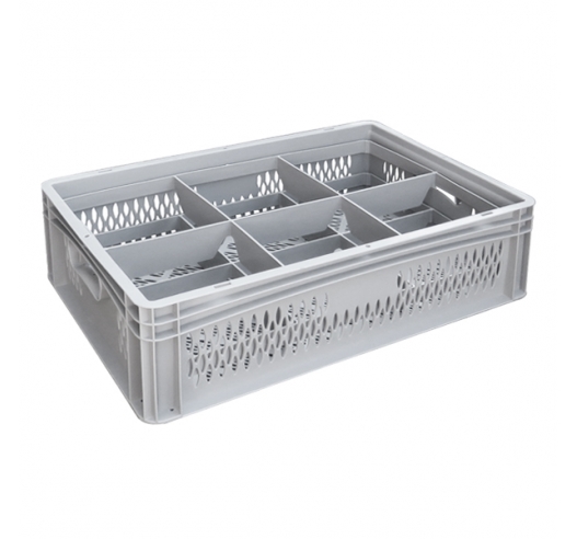 Ventilated Basicline Euro Container With 6 Hole Glassware Inserts