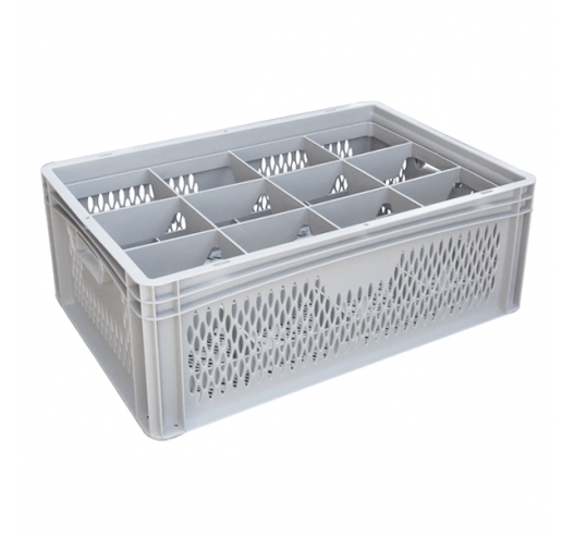 Ventilated Basicline Euro Container With 12 Hole Glassware Inserts