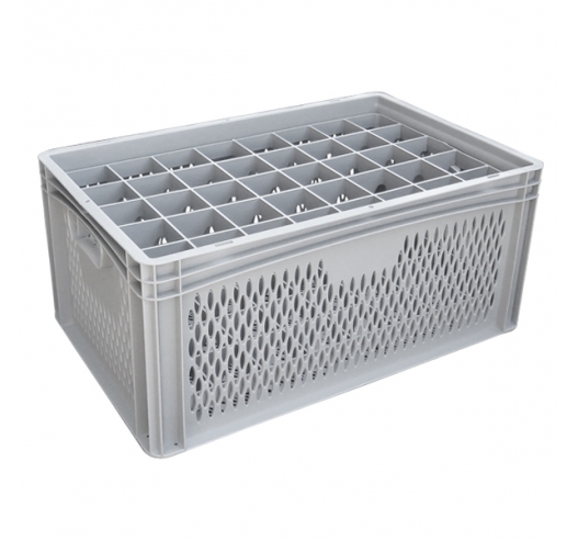 Ventilated Basicline Euro Container With 40 Hole Glassware Inserts