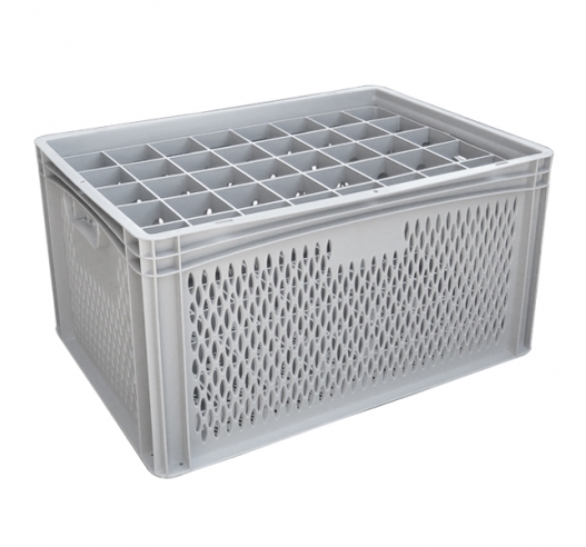 Ventilated Basicline Euro Container With 40 Hole Glassware Inserts